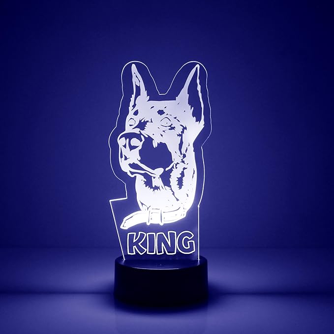 Dog LED Light for Dog Lovers, Custom Engraved with Your Name or Text, Includes Remote with 16 Colors (German Shepherd) - Bloomnest