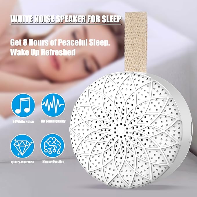 Sound Machine with 24 Relaxing Nature Sounds,Sleep Portable Travel White Noise Machine for Home,Office,Nursery,Timed and Adjustable with Lights Sound Machine - Bloomnest