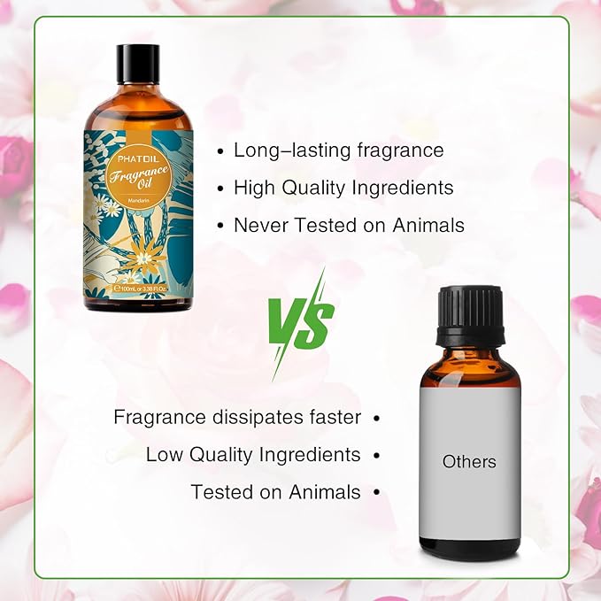PHATOIL 3.38FL.OZ Mandarin Fragrance Oils for Aromatherapy, Essential Oils for Diffusers for Home, Perfect for Diffuser, DIY Candle and Soap Making, DIY Scented Products - 100ml - Bloomnest