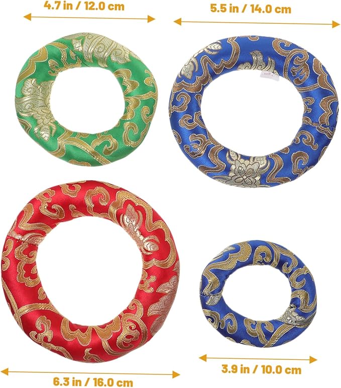 4pcs Handmade Tibetan Singing Bowl Cushion Protects Elevates Sound Bowls Lightweight Portable Design for Meditation Yoga and Stress Relief Colors Random - Bloomnest