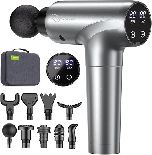 Massage Gun, Muscle Massage Gun Deep Tissue Back Massager for Pain Relief, 20 Speeds Handheld Electric Massager Tool with Silent Brushless Motor, Suitable for Gym Office Home Travel (Silver Grey) - Bloomnest