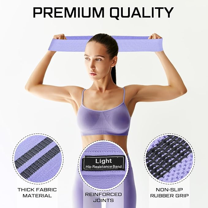 12 Pcs Fabric Resistance Bands for Working Out Booty Workout Stretch Exercise Bands Non Slip for Legs Squat Resistance Loop for Women Men Starter Butt Hip Thigh Fitness - Bloomnest