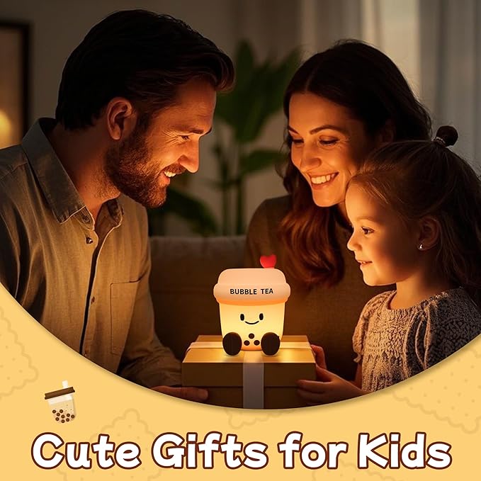 Attivolife Bubble Tea Night Light, Cute Boba Tea Nursery Silicone Lamp, Rechargeable Protable for Bedroom Home Table Decor Light with Dimmable & Timer, Christmas Birthday Gift for Kid Children Toddler - Bloomnest