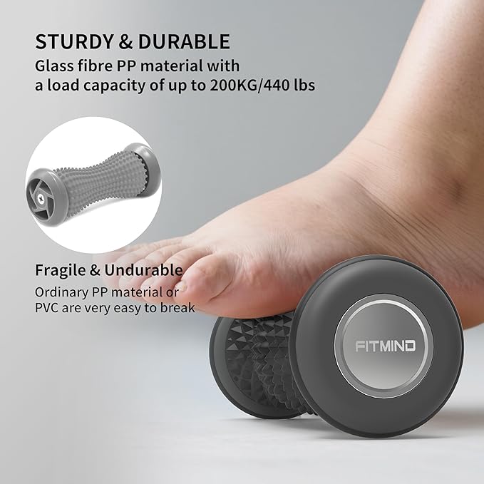 Foot Roller Massager for Plantar Fasciitis, Arch and Heel Pain Relief，Portable and Silence, Deep Tissue Foot Massager Roller Tool to Improve Circulation and Relieve Tension-Black - Bloomnest