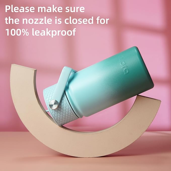 BJPKPK Insulated Water Bottle with Straw Lid, 15oz Cute Water Bottles, Stainless Steel Metal Thermo, Reusable BPA Free Leak Proof Tumblers, Cups,Milk Blue - Bloomnest