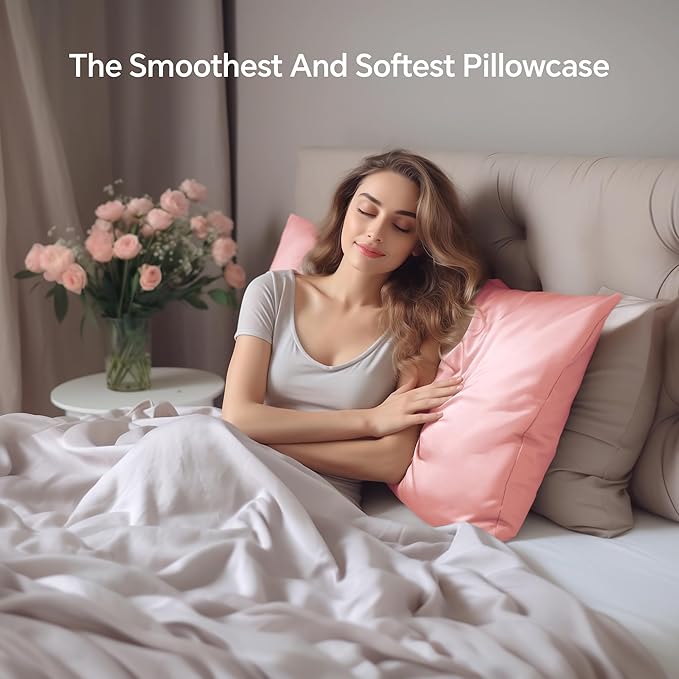 INFIIXSO Mulberry Silk Pillowcase for Hair and Skin, Silk Pillow Cases Queen Size with Hidden Zipper 20"x30", Extraordinary Smooth and Soft Cooling Pillow Cases for Hot Sleepers(Blush Pink, 1 Pack) - Bloomnest