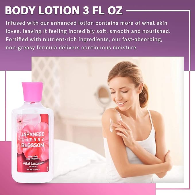 Bath & Body Care Travel Set - Home Spa Set with Body Lotion, Shower Gel and Fragrance Mist, Personal Body Care Travel Set for Birthday Christmas New Year Gifts(Japanese Cherry Blossom) - Bloomnest