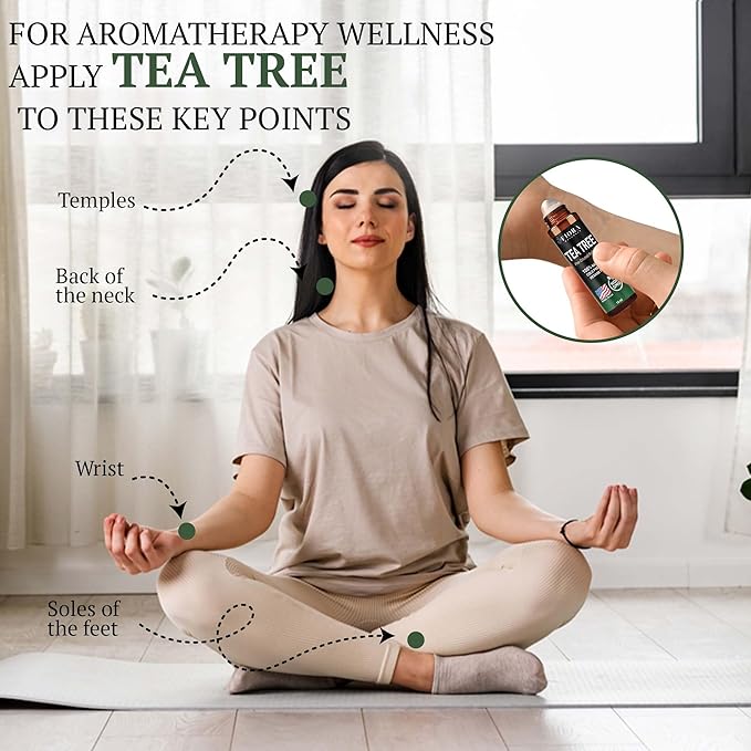 Fiora Naturals Tea Tree Oil Roll On - 100% Natural Tea Tree Essential Oil for Skin, Face, Acne, Nails, Cuticles, Scalp & Aromatherapy Wellness - Bloomnest