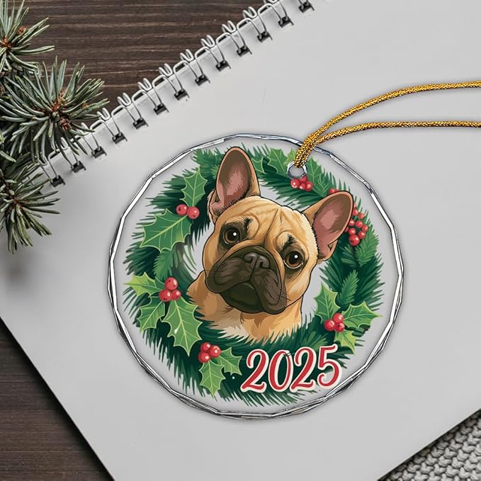 French Bulldog Glass Ornament – Handcrafted Hanging Decoration, Elegant Keepsake with Unique French Bulldog Design, for Home, Holiday Tree, or Special Occasion - Bloomnest