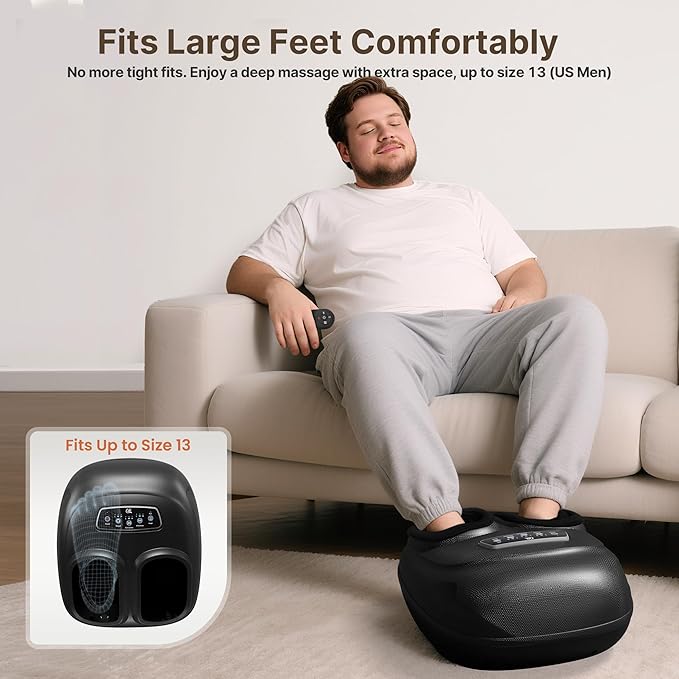 CILI Foot Massager with Heat, 2025 Shiatsu Feet Massage Machine for Plantar Fasciitis Neuropathy Pain Relief, Remote Control Heated Foot Warmer Massager Size 13, Gifts/Presents for Mom, Dad - Bloomnest