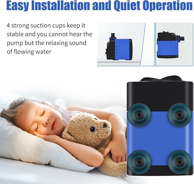 AQUANEAT Small Fountain Pump, 160 GPH Mini Submersible Water Pump with 3.3 ft Tubing, for Aquarium Fish Tank, Pet Water Fountain, Hydroponics, Pond Waterfall Filter Pump - Bloomnest