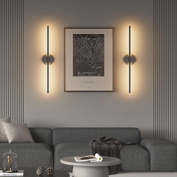Black Wall Sconce for Bathroom 28In Hardwired Vanity Light Fixture 3000K Indoor Bathroom Sconce Over Mirror 360° Rotate for Living Room - Bloomnest