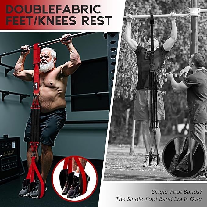 Pull Up Assistance Bands, Adjustable Heavy Duty Resistance Band for Pull Up, 3 Pull Up Bands, Comfortable Fabric Feet/Knee Rest, Assistance Bands for Pull-Up, Home Fitness, Body Stretching - Bloomnest