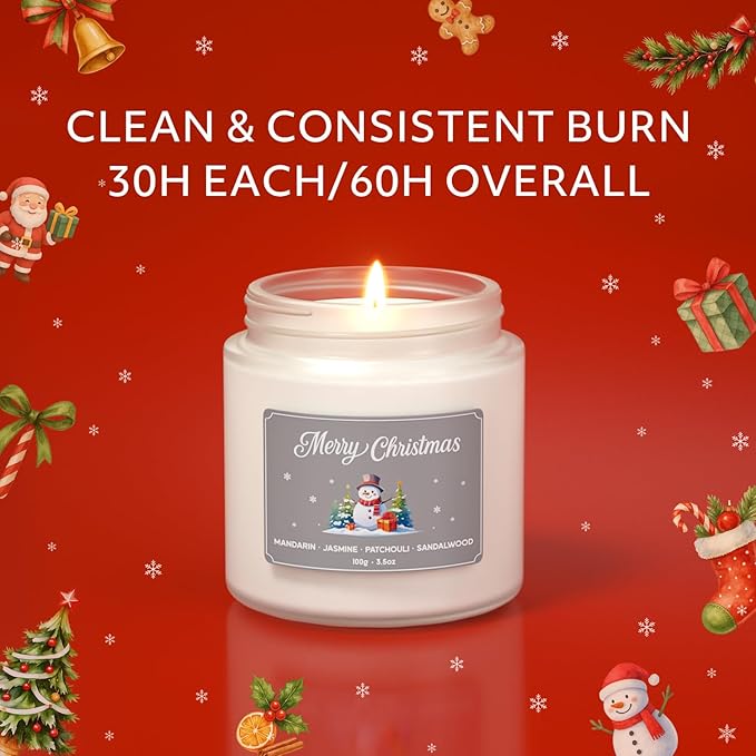 NORVENCE Christmas Candles, Scented Candles Gift Set for Stress Relief, Stress Relief Candle Gifts for Women and Men, Christmas Candle Gifts for Women (Red & White, 7 oz) - Bloomnest