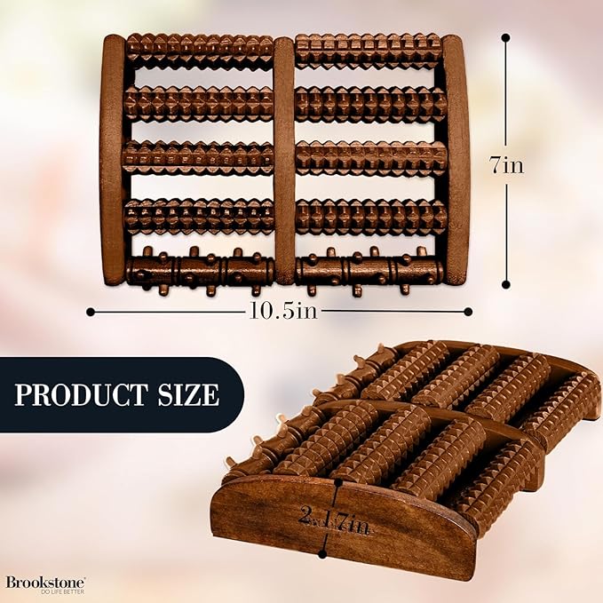 Brookstone Foot Roller Massager for Plantar Fasciitis Relief - Wooden Massage Roller for Foot Health - Stimulate Reflexes & Relieve Stress - Ideal Gift for Mom, Dad, Elderly - Bloomnest