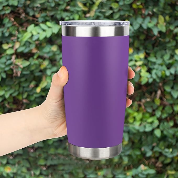 20oz Stainless Steel Tumbler with Lid, Travel Mug - Double Wall Vacuum Powder Coated Cup - Purple, 1 Pack - Bloomnest
