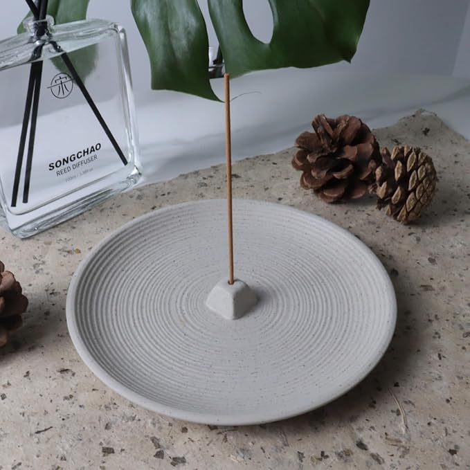 Incense Holder Ceramic Incense Burner Simple Style Incense Sticks Holder Insence Tray for Set for Office Yoga and Livingroom (White) - Bloomnest