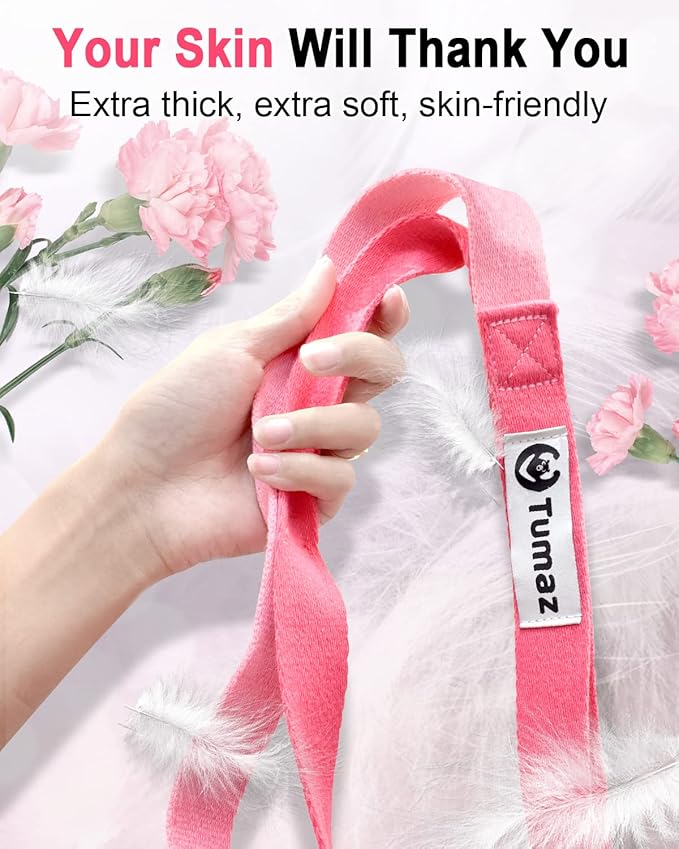 Tumaz Stretching Strap - 10 Loops & Non-Elastic Yoga Strap - The Perfect Home Workout Stretch Strap for Physical Therapy, Yoga, Pilates, Flexibility - [Extra Thick, Durable, Soft] - Bloomnest