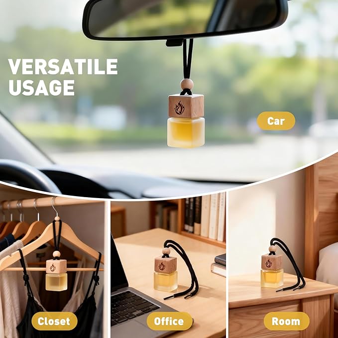 Car Air Freshener Hanging 2 Pack, Teakwood & Cashmere Fragrance Essential Oil Diffuser, Long Lasting Car Scent, Car Accessories for Women - Bloomnest