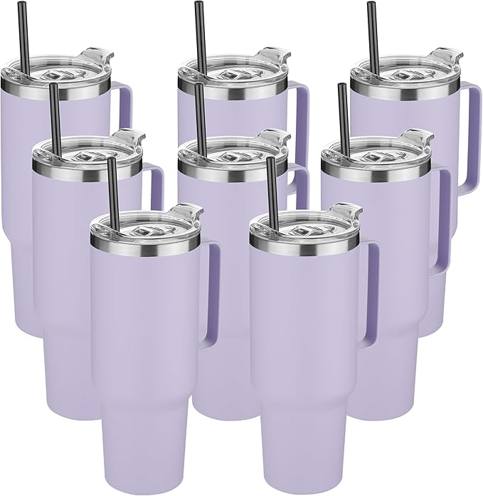 HASLE OUTFITTERS 40 oz Stainless Steel Tumbler with Handle, Vacuum Insulated Tumblers Bulk, Reusable Double Wall Travel Coffee Mug, Durable Powder Coated Water Bottle(Purple, 8) - Bloomnest