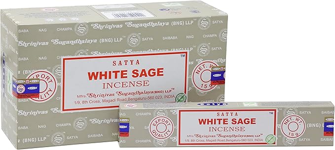 EARTH Satya White Sage Incense Sticks 15 GMS (Pack of 12) (Green Certified) Indian Perfumed Hand Rolled Agarbatti Perfect for Worship,Relaxation, Medication. Earth