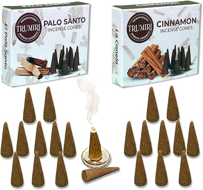 Palo Santo & Cinnamon Incense Cone Combo Pack - 10 Each TRUMIRI