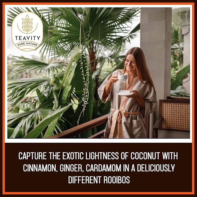Coconut Island Teavity Organic Ginger Cinnamon Cardamom Rooibos Tea Pods for Keurig (12 Pods) - Bloomnest