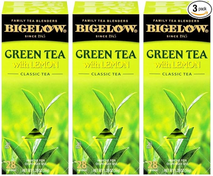 Bigelow Green Tea with Lemon Tea Bags 28-Count Box (Pack of 3) Green Tea Bags with Lemon Peel and Natural Flavors Rich in Antioxidants - Bloomnest