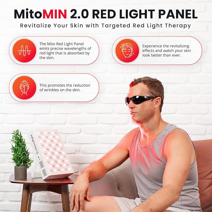 Mito Red Light – MitoMIN 2.0 Red Light Panel – Red Light Therapy for Face and Neck – Red Light & Near Infrared Red Light Therapy – At-Home Red Light Therapy for Body MitoRedLight