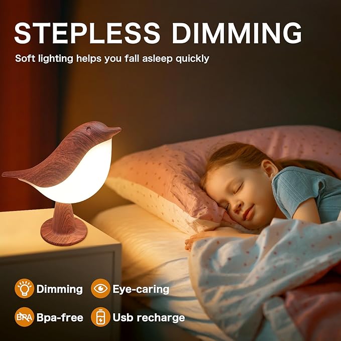 VViN 2 in 1 Small Desk Lamp, Bird Cordless Table Lamp with 3 Color Temperature Dimmer and Touch Sensor - Rechargeable Battery Night Light for Kids, Bedroom, Bedside, and Outdoor Use - Bloomnest