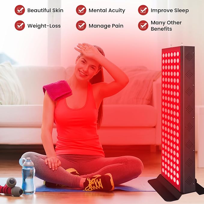 Red Light Therapy Device for Full Body, 630nm, 660nm, 810nm & 850nm, Near Infrared Dual-Chip Clinical Grade LED Panel for Smooth Skin, Weight & Pain Management and Overall Wellness (600-Watt 120-LED) EXESAS