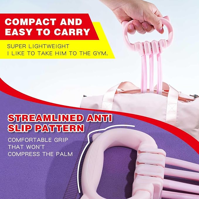 6 Gear Adjustable Resistance Bands, Fitness Resistance Bands Exercise Bands with Comfort Grips, Unisex, for Arms, Chest Extender, Home Workout, Fitness, Pilates - Bloomnest