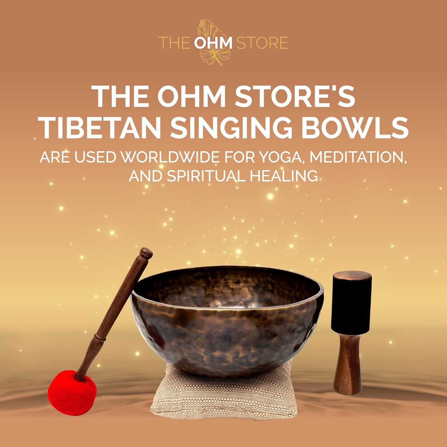 Large Tibetan Singing Bowl Set by Ohm Store — Jupiter Pure Bronze Meditation Sound Bowl 12 Inches, 2 Mallets and a Cushion — Sound Bath Instrument to Enhance Yoga, Prayer, Chakra Healing, and Mindset