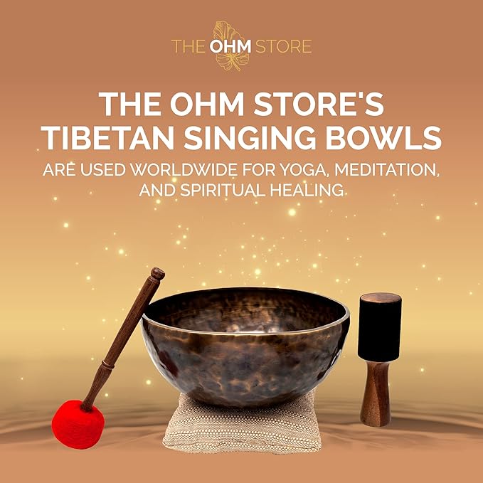 Large Tibetan Singing Bowl Set by Ohm Store — Jupiter Pure Bronze Meditation Sound Bowl 12 Inches, 2 Mallets and a Cushion — Sound Bath Instrument to Enhance Yoga, Prayer, Chakra Healing, and Mindset - Bloomnest