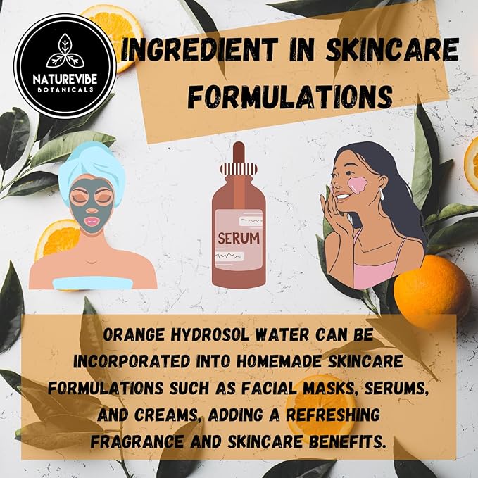 Naturevibe Botanicals Orange Water 32 Ounces | 100% Pure and Natural | Great for Skin Care and Hair Care - Bloomnest