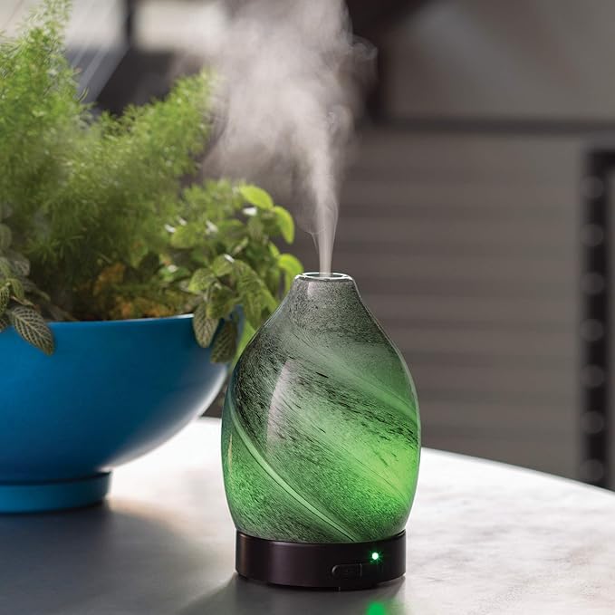 Airome Obsidian Medium Essential Oil Diffuser|100 mL Humidifying Ultrasonic Aromatherapy Diffuser 8 Colorful LED Lights, Intermittent & Continual Mist, Auto Shut-Off Airom%C3%A9
