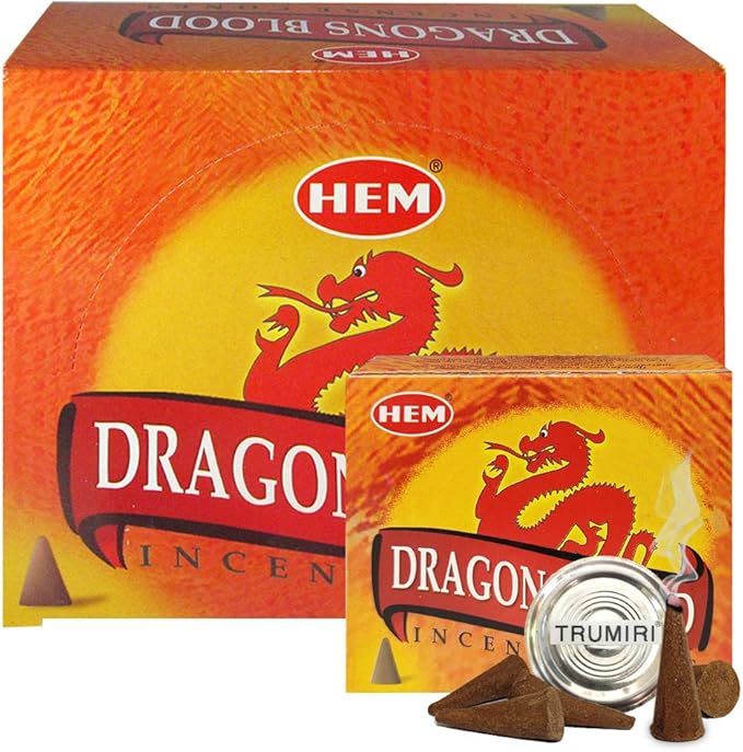 Dragon's Blood Incense Cones and Cone Incense Burner Bundle Insence Insense Hem Incense TRUMIRI