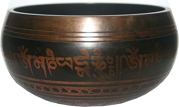 3383 SB Tibetan Auspicious Symbol Singing Bowl Set ~ Mallet Cushion Meditation Chakra Healing Prayer Yoga Mindfulness (SB-3383-D) - Bloomnest
