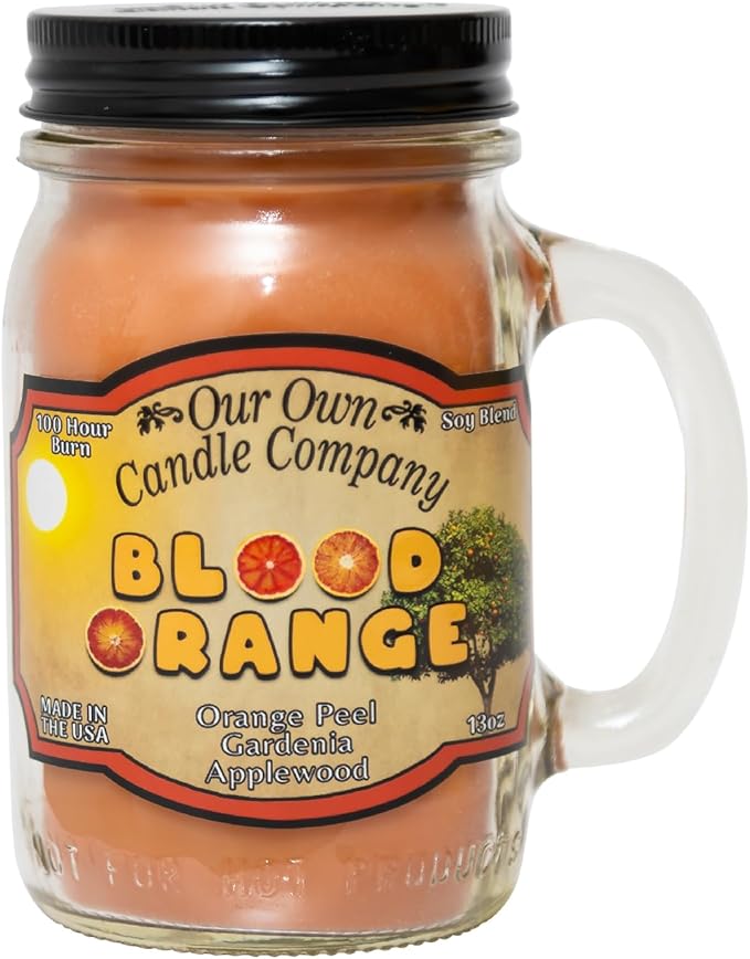 Our Own Candle Company Blood Orange Scented Mason Jar Candle, 100 Hour Burn Time - 13 Ounces - Bloomnest
