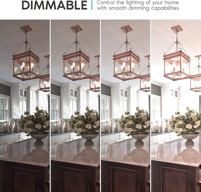 LUXRITE 4W Vintage Candelabra LED Bulbs Dimmable, 400 Lumens, 5000K Bright White, LED Chandelier Light Bulbs 40W Equivalent, Clear Glass, Filament Candle Bulb, UL Listed, E12 Base (24 Pack) - Bloomnest