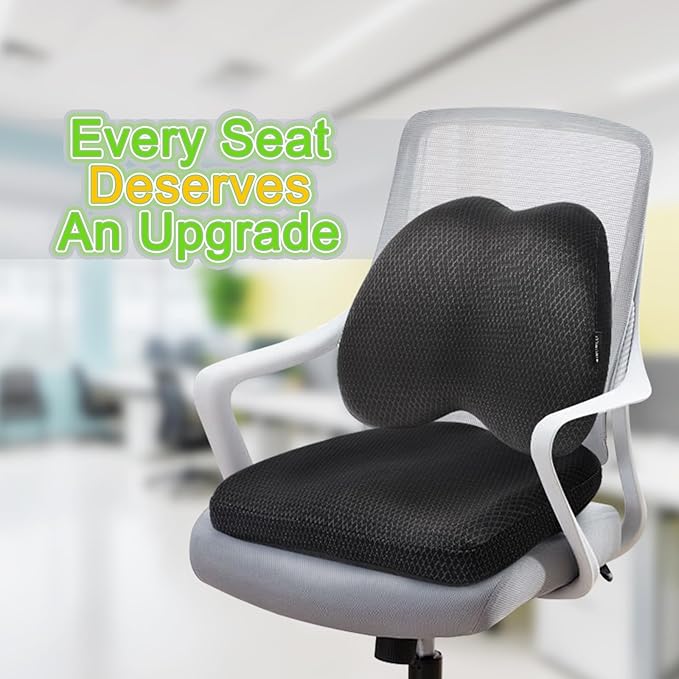 Air Fiber Office Chair Cushion - Ergonomic Seat Cushion for Orthopedic Coccyx, Relief Hip & Back Support - Doctor Recommended Cushion for Long Sitting Worker Driver & Handicapped (Dark Gray) - Bloomnest