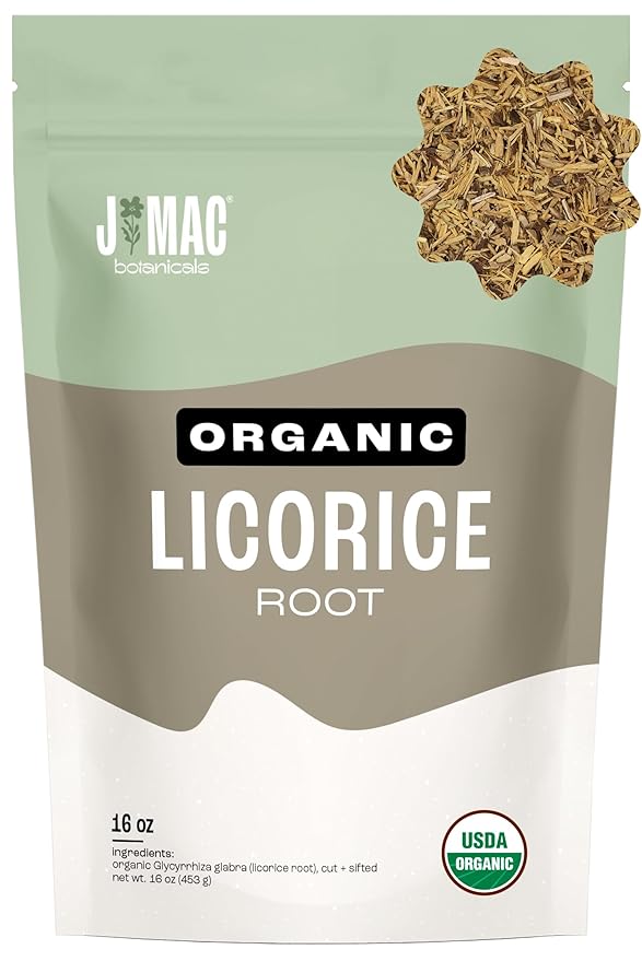J MAC BOTANICALS Organic Licorice Root Tea, Cut and Sifted, Dried Herb, regaliz Raiz organico - Bloomnest