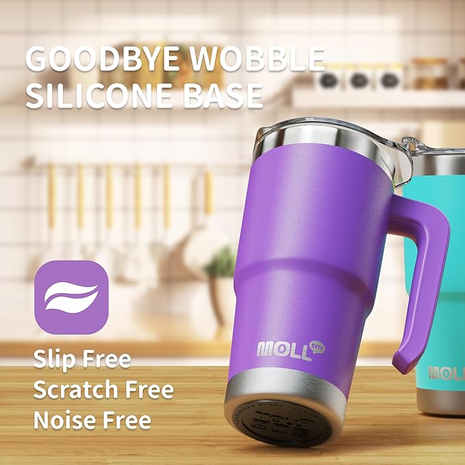 Kids 16 oz Tumbler with Handle-Stainless Steel Double Wall Vacuum Insulated Water Cup with Lid and Straw, Leak Proof- BPA Free, Purple - Bloomnest