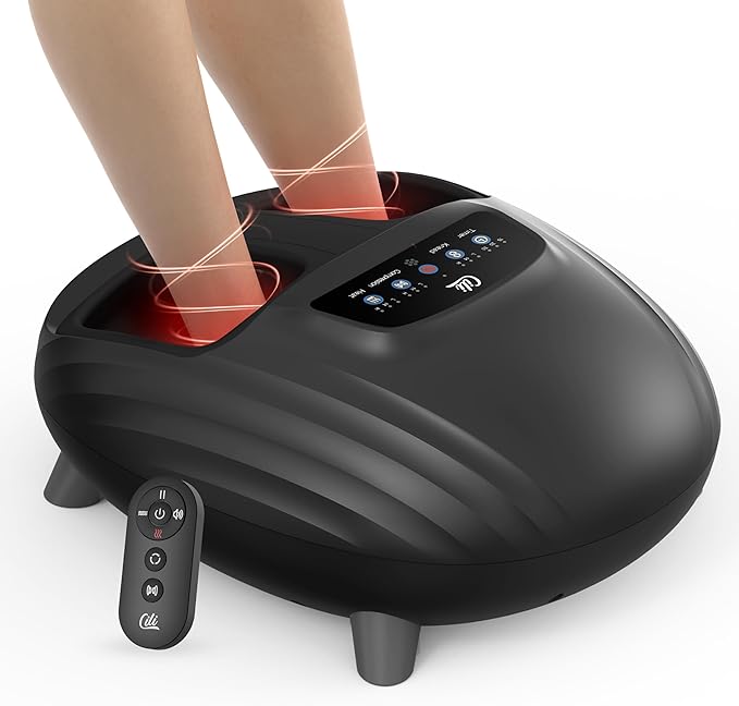 CILI Shiatsu Foot Massager with Heat and Compression, Knead Rolling Feet Massager for Neuropathy, Plantar Fasciitis, Remote Control, Up to Men Size 14", Christmas Gifts for Men Women - Bloomnest