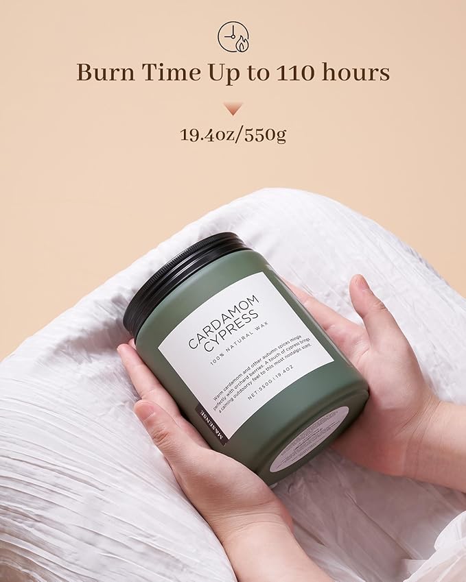 M&SENSE Spice Cardamom Cypress Large Soy Candles for Home Scented 2 Wick Large Soy Natural Candles 19.4oz 110 Hours Long Lasting Slow Burning, Christmas Holiday Woody Scented Winter Gifts - Bloomnest