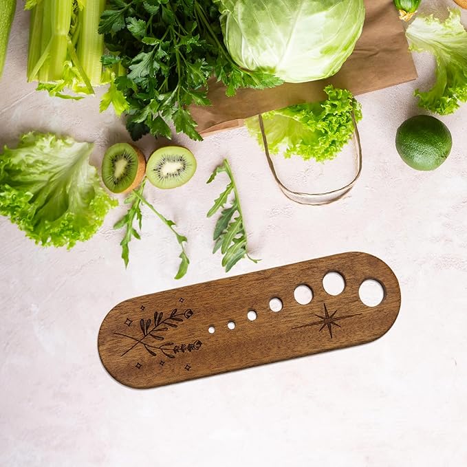Wooden Vegetable Splitter Comes with a Cleaning Brush, Fun Kitchen Gadgets, Exquisite Herb Stripper Bowl Gifts for the Kitchen Suitable for Home Use & Chefs - Bloomnest