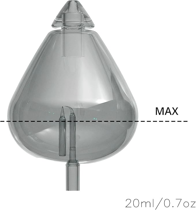 20ml Hand-Blown Glass Atomizing Chamber for Waterless Essential Oil Diffusers - High Transparency, Plastic-Free Nebulizing Vessel, DIY Replacement Accessory, Black Obsidian