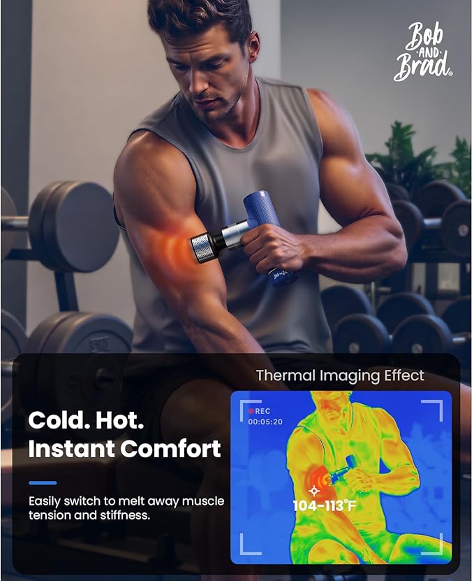 BOB AND BRAD A7 Pro Massage Gun with Heat and Cold Therapy, FSA Eligible/HSA Eligible, 11mm Amplitude Mini Massage Gun Deep Tissue Portable, Professional Muscle Massager for Pain Relief, Ideal Gift - Bloomnest
