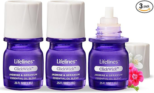 ClickWick Essential Oil Blends for Lifelines Diffusers, 3-Pack in Bloom Set - Essential Oil Blend Refill for Candle, Plant & Shower Aromatherapy Diffuser - Fragrance for Diffusers - Bloomnest