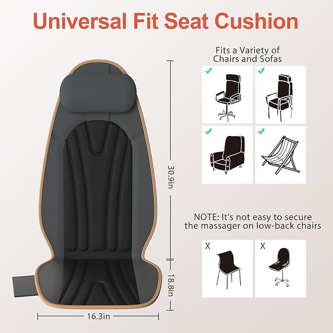 SLOTHMORE Back Massager for Chair with Heat, Vibration Massage Cushion with 8 Motors, Chair Massager for Seniors, Back Massager for Office & Home Use, Ideal Gifts for Dad and Mom - Bloomnest